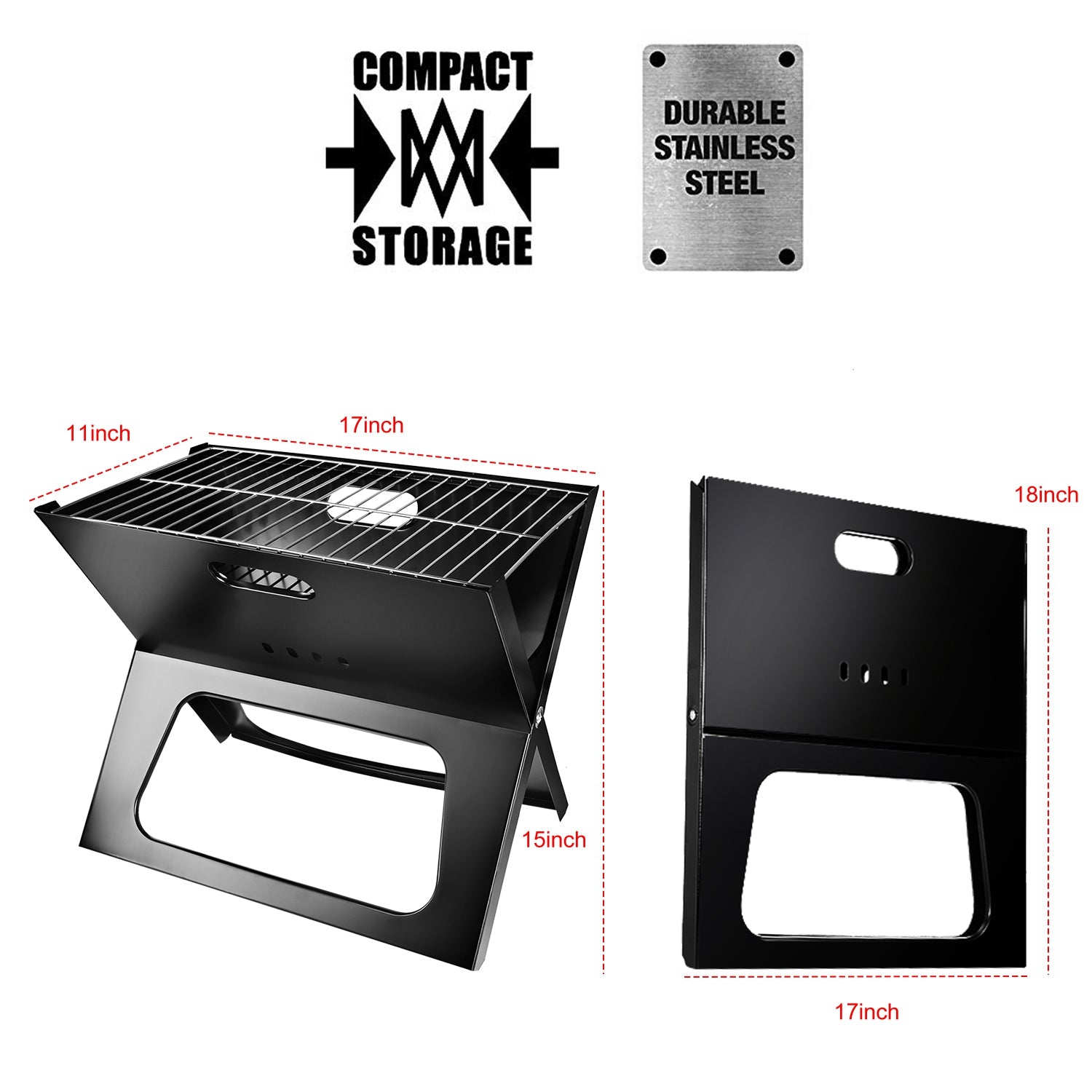 1Pc Portable BBQ Barbecue Grill Foldable Charcoal Grill Camping Garden Outdoor Travel