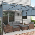 5-Piece Patio Furniture Set with PE Three-Seater Sofa